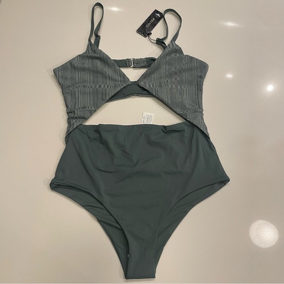 Anthropologie x Tavik Penelope One Piece Slinky Rib Meadow Green, size l - Picture 6 of 8